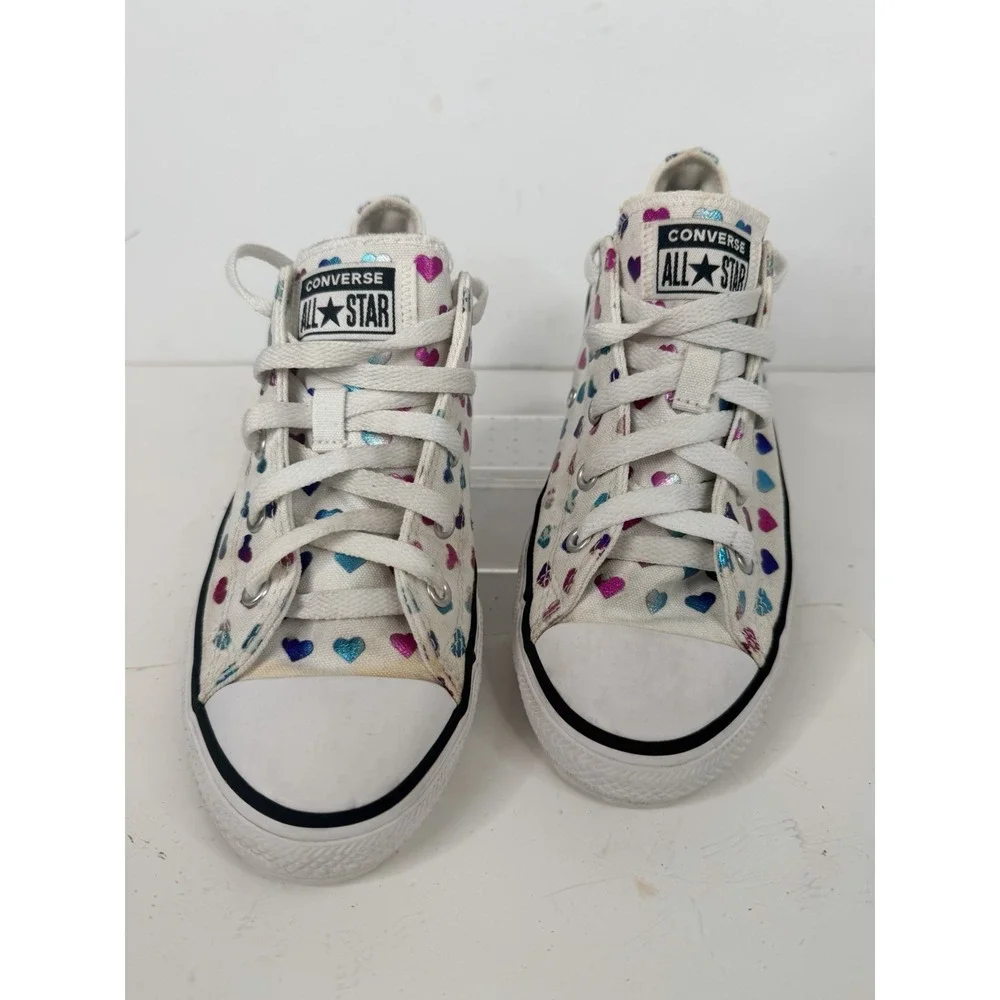 Converse All Star Youth Sz 3 Chuck Taylor Black Multicolor Hearts High Top Shoes